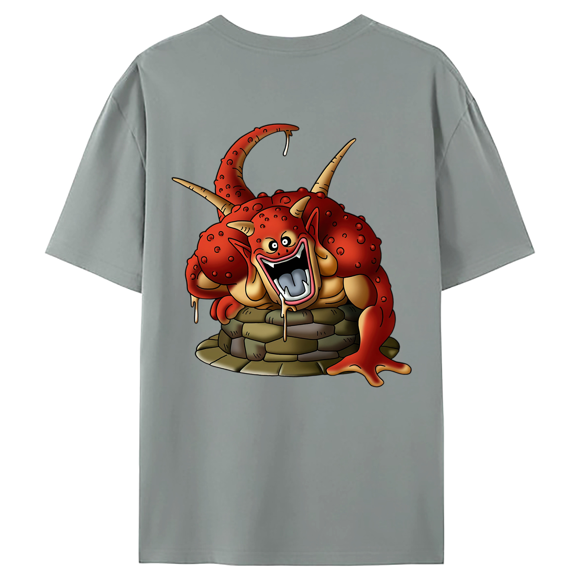 （画像用） ドラゴンクエスト Doragon Kuesuto Dragon Quest 綿100％ メンズ半袖Tシャツ（バックプリント） 通気性